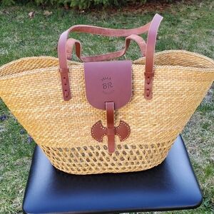 Handwoven Tote Bag with Leather